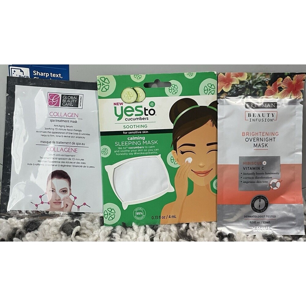 Yes To Cucumbers Face Mask Lot of 3 Sensitive Skin Collagen Brightening